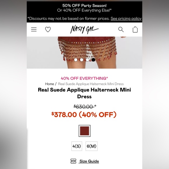 Nasty Gal Genuine Suede Appliqué Halterneck Mini Dress - Picture 6 of 17